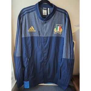 Vintage Adidas Italy Rugby F.I.R. Italia Jacket Men's XL Blue Gold Embroidered